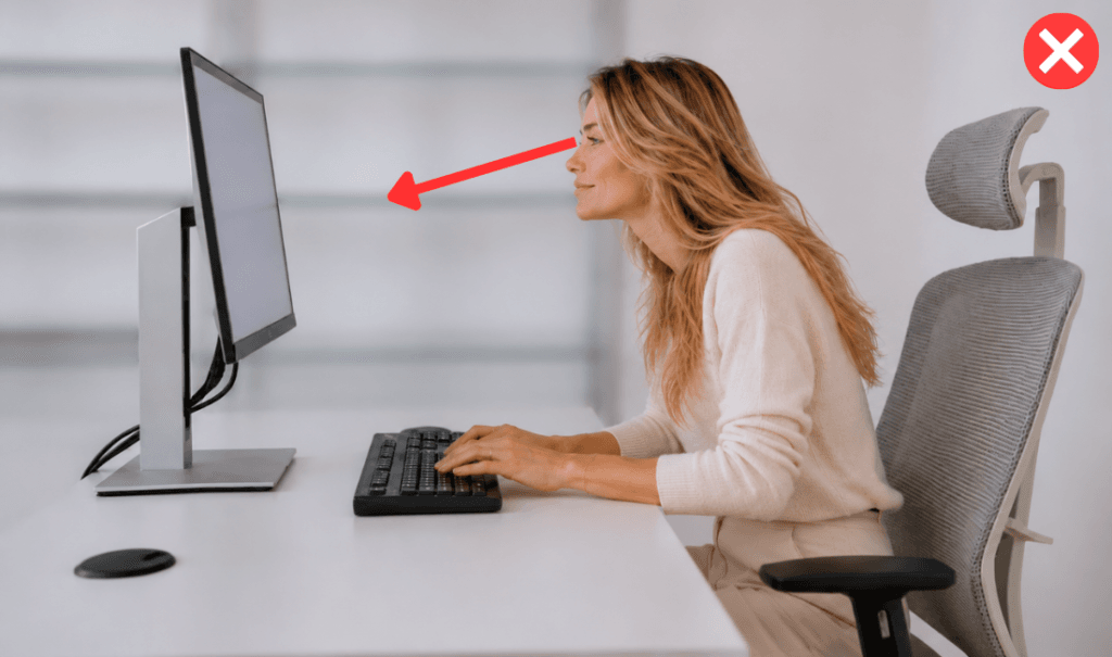 1 sedenje preblizu monitorja